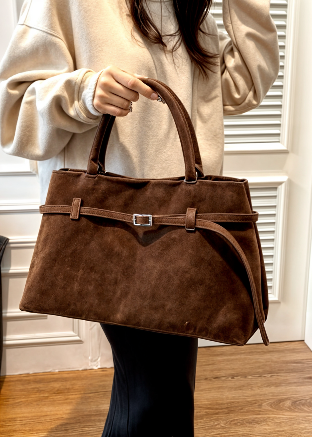Bolso de Gamuza Celeste