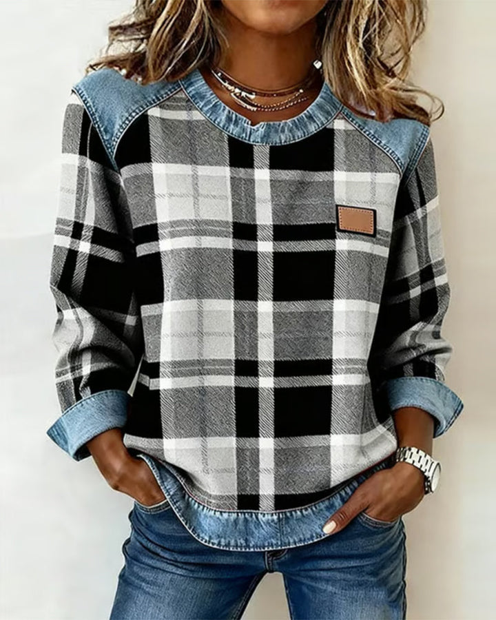 Winnie - Suéter Casual con Detalles de Denim