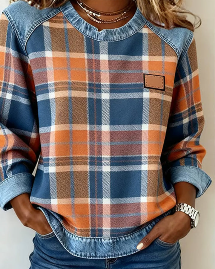 Winnie - Suéter Casual con Detalles de Denim