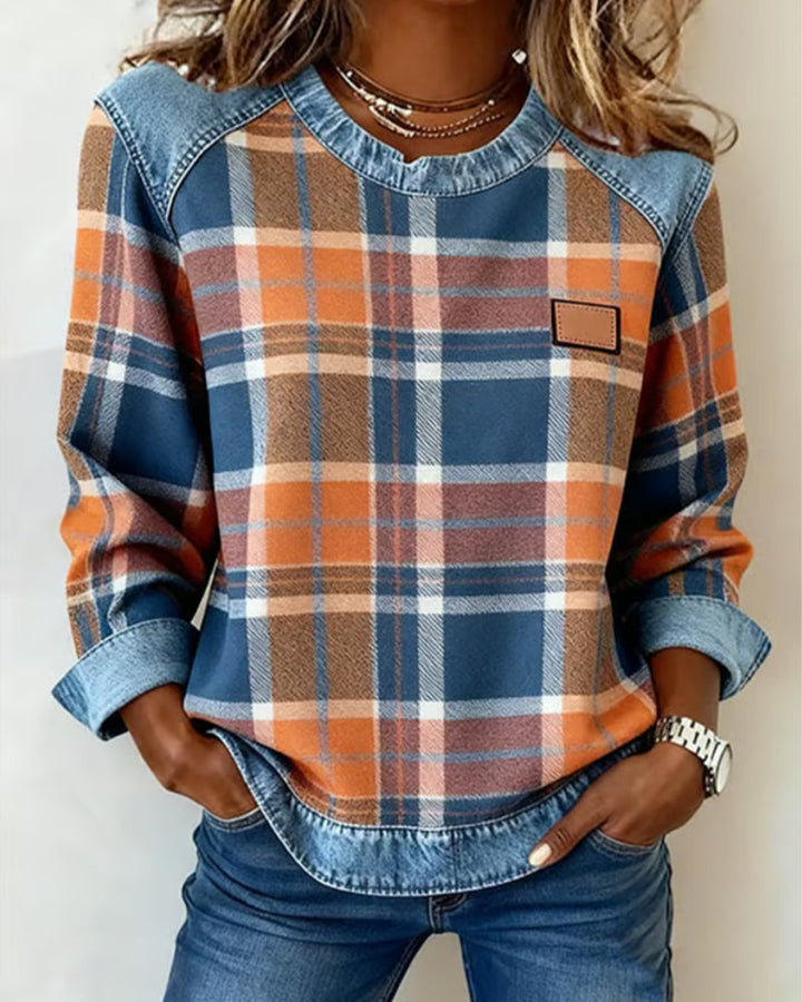 Winnie - Suéter Casual con Detalles de Denim