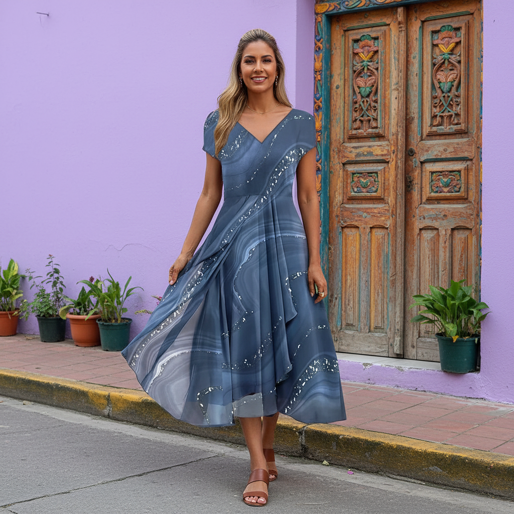 Nala - Vestido Midi Elegante con Cuello en V