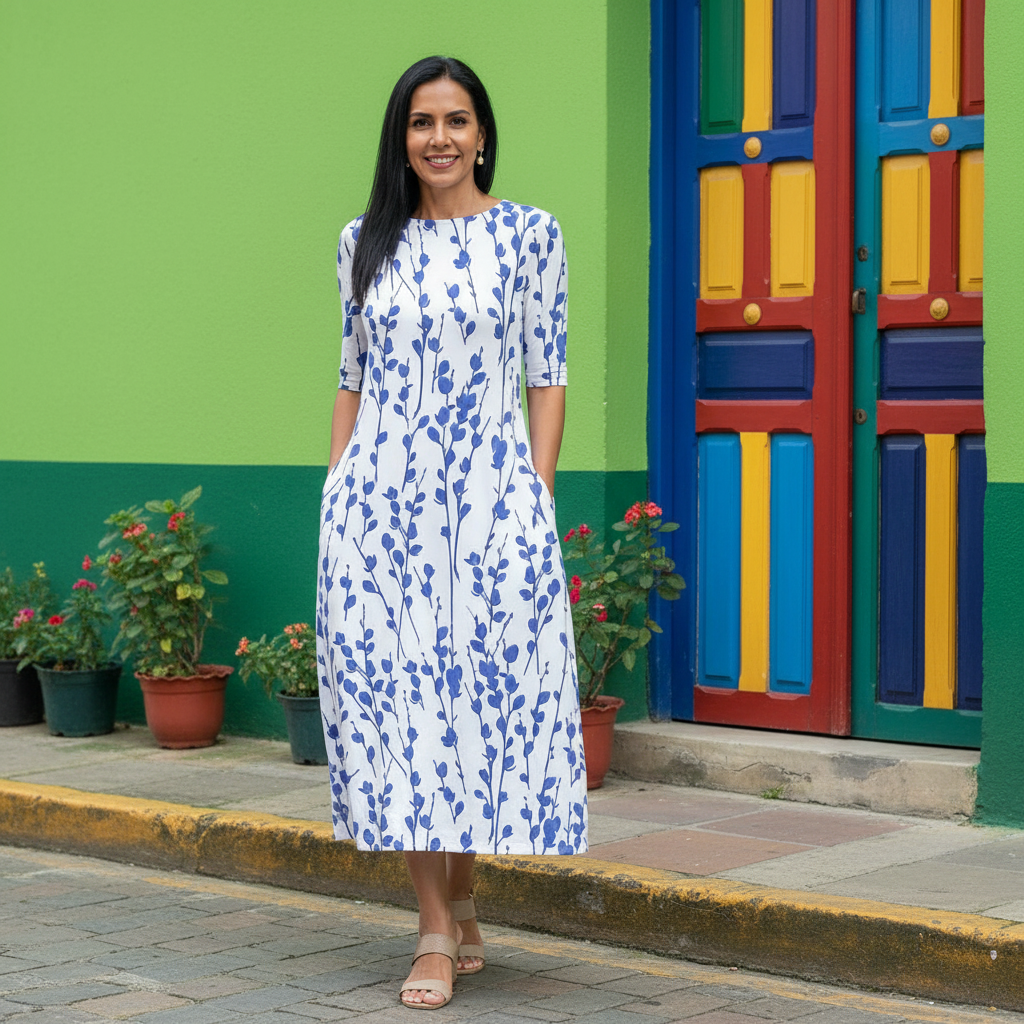 Janice - Vestido Midi Floral Costero